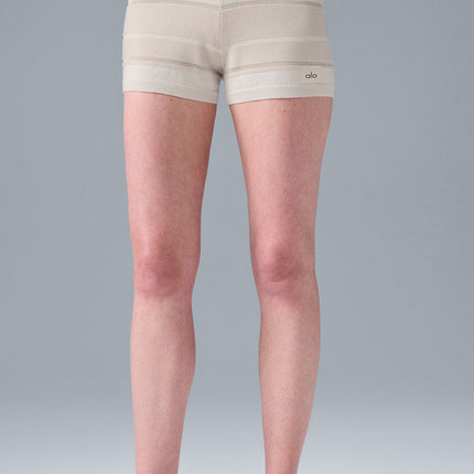 alo Women's Sport Play High-Waist Knit Short - Ivory/Alabaster