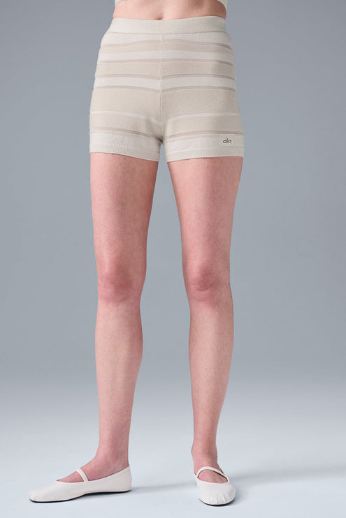 alo Women's Sport Play High-Waist Knit Short - Ivory/Alabaster