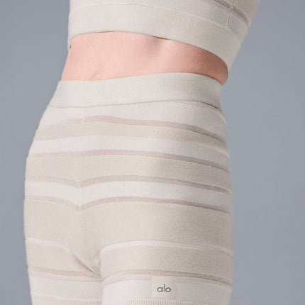 alo Women's Sport Play High-Waist Knit Short - Ivory/Alabaster