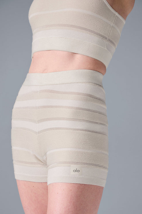 alo Women's Sport Play High-Waist Knit Short - Ivory/Alabaster