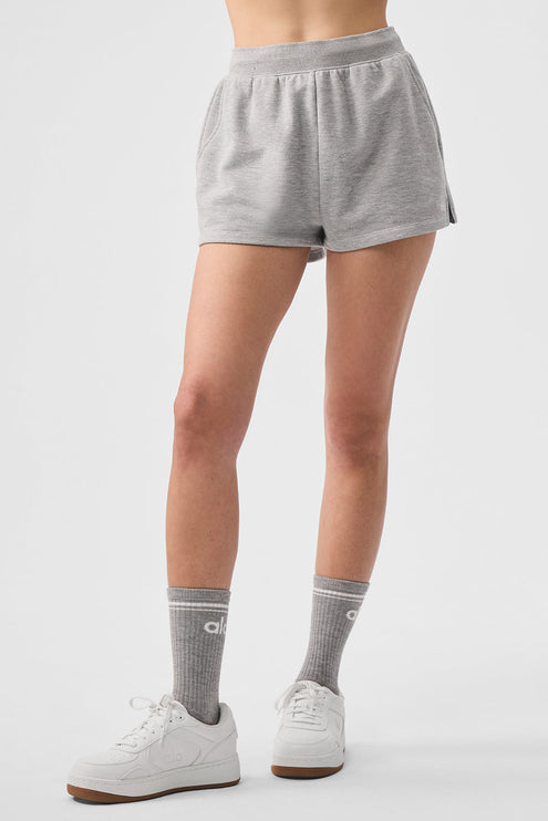 alo Women's Low Key Sweat Short - Athletic Heather Grey