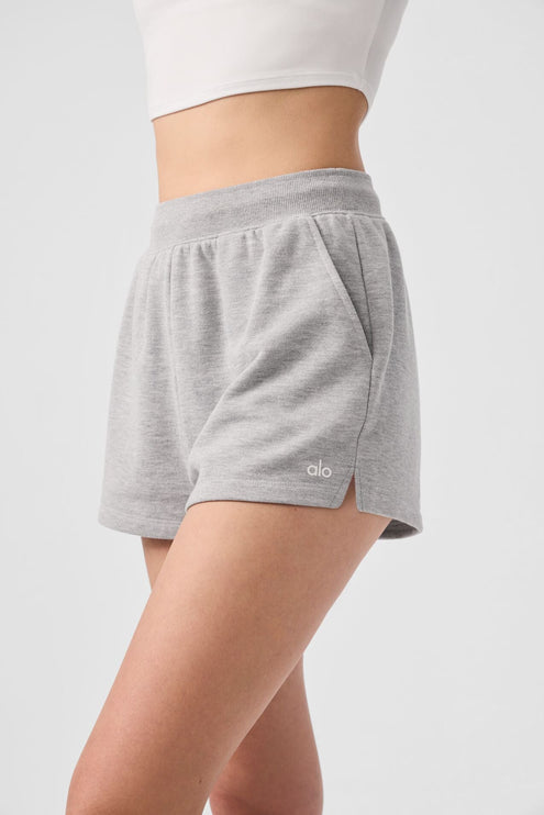 alo Women's Low Key Sweat Short - Athletic Heather Grey