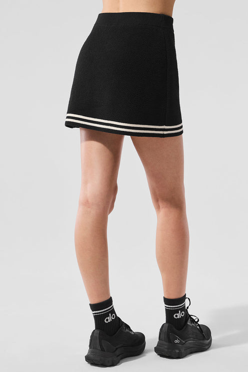 alo Women's Tennis Club Sweater Knit Skirt - Black/Ivory
