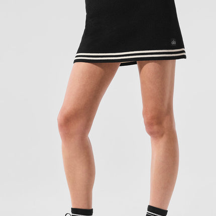 alo Women's Tennis Club Sweater Knit Skirt - Black/Ivory