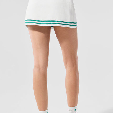 alo Women's Tennis Club Sweater Knit Skirt - White/Spruce Green
