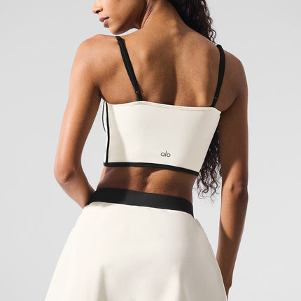 alo Women's Airbrush Streamlined Bra Tank - Ivory/Black