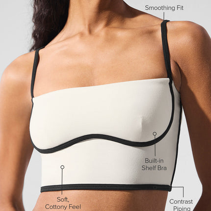alo Women's Airbrush Streamlined Bra Tank - Ivory/Black