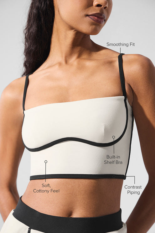 alo Women's Airbrush Streamlined Bra Tank - Ivory/Black