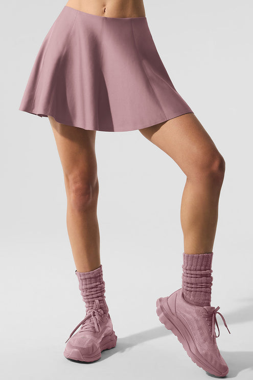 alo Women's Airlift Down The Line Tennis Skirt - Smoky Quartz