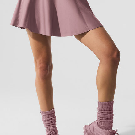 alo Women's Airlift Down The Line Tennis Skirt - Smoky Quartz
