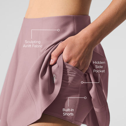 alo Women's Airlift Down The Line Tennis Skirt - Smoky Quartz