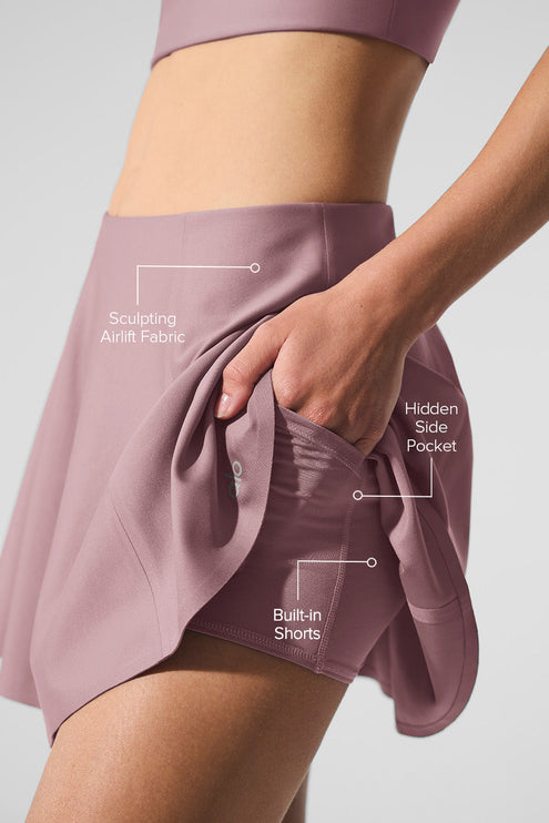 alo Women's Airlift Down The Line Tennis Skirt - Smoky Quartz