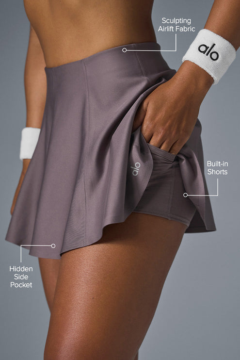 alo Women's Airlift Down The Line Tennis Skirt - Raisinette