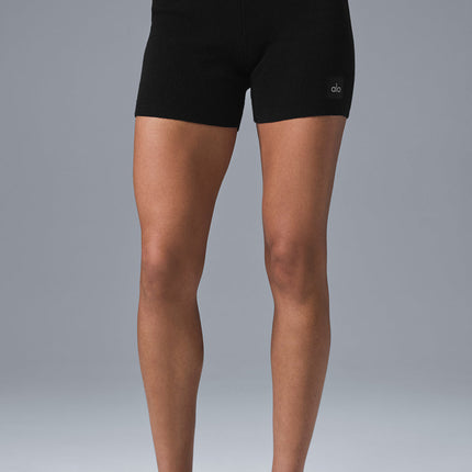 alo Women's Scholar Knit High-Waist Short - Black