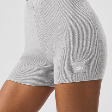 alo Women's Scholar Knit High-Waist Short - Athletic Heather Grey