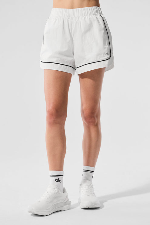 alo Women's Motivate Track Short - White/Black
