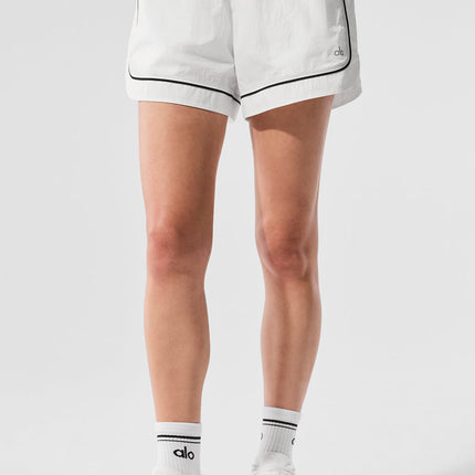 alo Women's Motivate Track Short - White/Black
