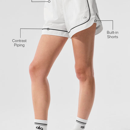 alo Women's Motivate Track Short - White/Black