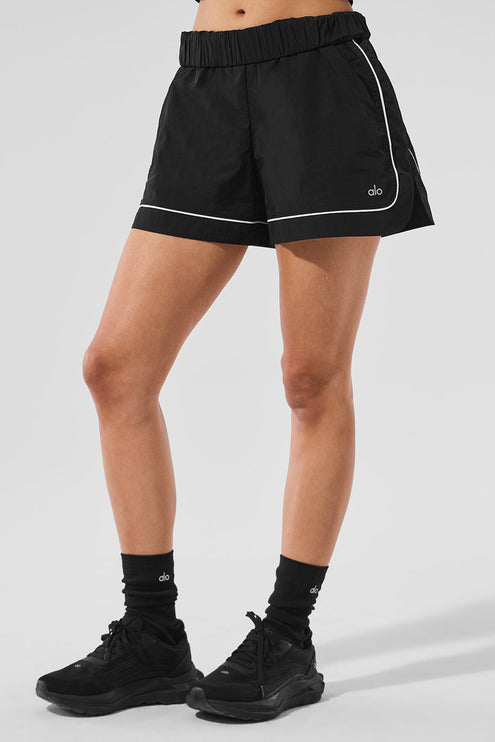 alo Women's Motivate Track Short - Black/White