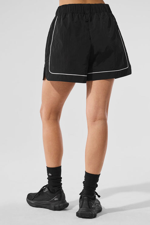 alo Women's Motivate Track Short - Black/White