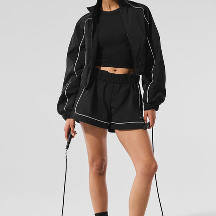 alo Women's Motivate Track Short - Black/White