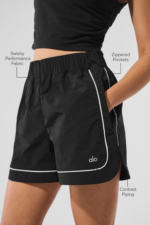 alo Women's Motivate Track Short - Black/White