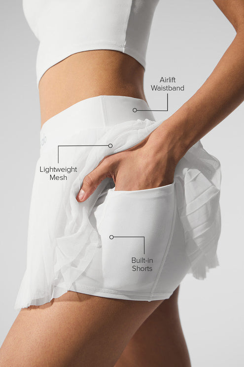 alo Women's Mesh Baseline Tennis Skirt - White