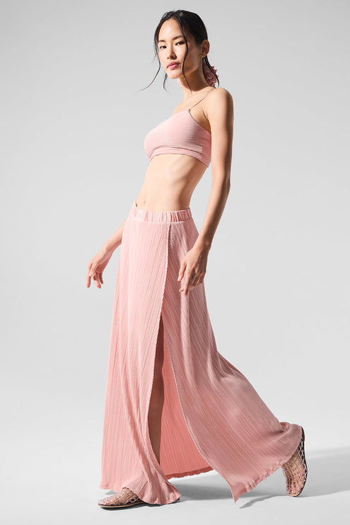 alo Women's Micro Plisse Game On Long Skirt - Pink Quartz