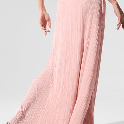 alo Women's Micro Plisse Game On Long Skirt - Pink Quartz