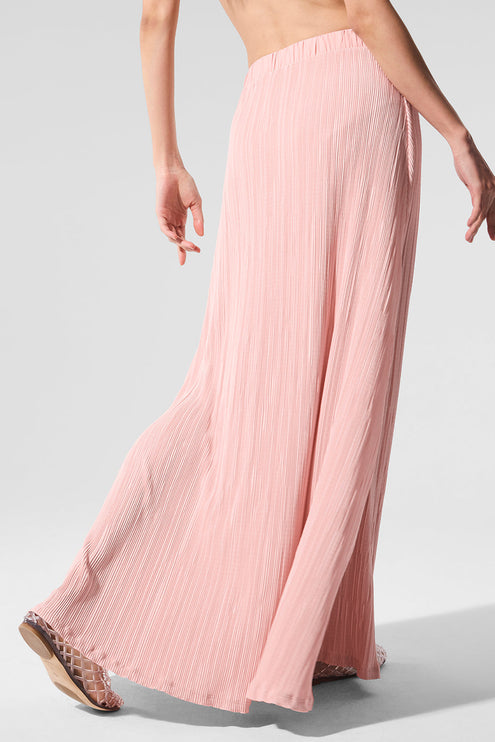 alo Women's Micro Plisse Game On Long Skirt - Pink Quartz