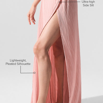 alo Women's Micro Plisse Game On Long Skirt - Pink Quartz
