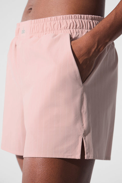 alo Women's Pinstripe Daylight Boxer Short - Pink Quartz/Ivory
