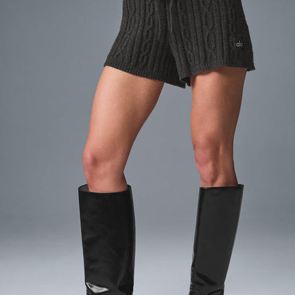 alo Women's Cable Knit Winter Bliss Short - Dark Heather Grey