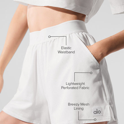 alo Women's Mesh Mirage Short - White