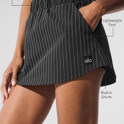 alo Women's Pinstripe Daylight Mini Skirt - Black/Titanium