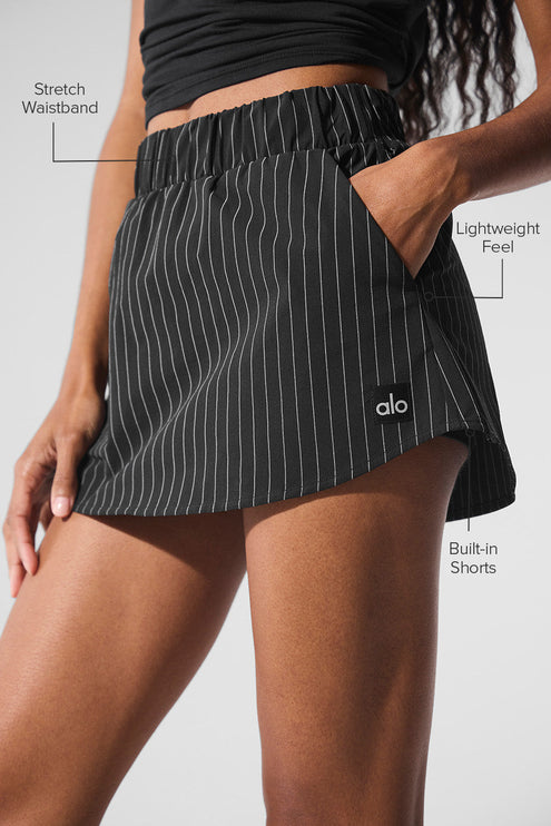 alo Women's Pinstripe Daylight Mini Skirt - Black/Titanium
