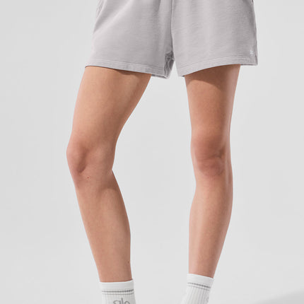 alo Women's Washed Low Key Sweat Short - Grey Sky Wash