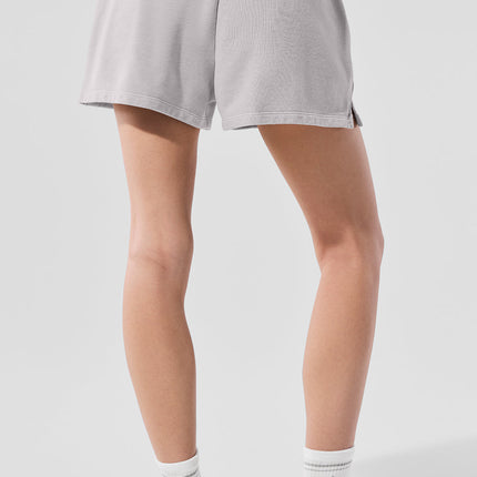 alo Women's Washed Low Key Sweat Short - Grey Sky Wash