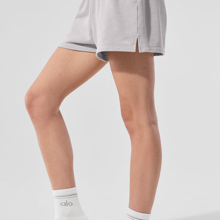 alo Women's Washed Low Key Sweat Short - Grey Sky Wash