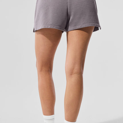 alo Women's Washed Low Key Sweat Short - Cool Grey Wash