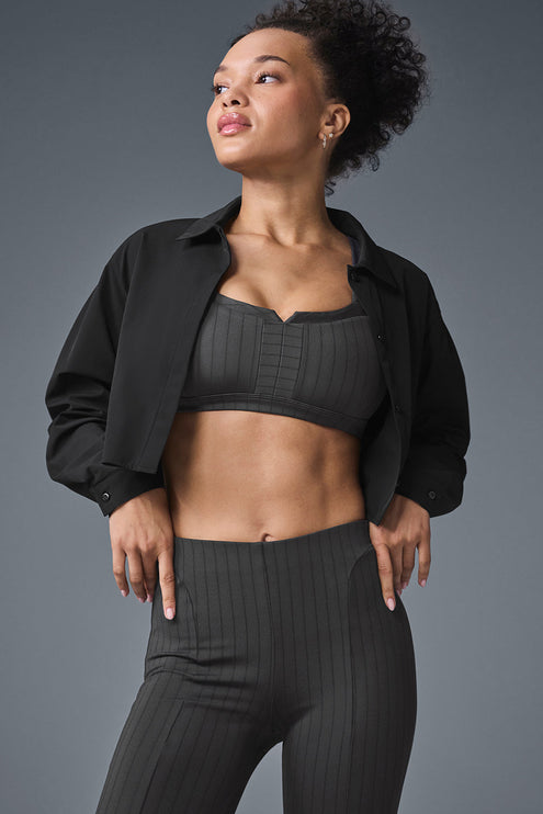 alo Women's Cropped Take Me Out Button Up - Black