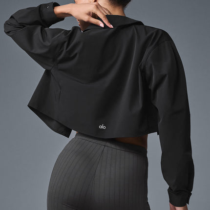 alo Women's Cropped Take Me Out Button Up - Black