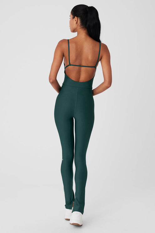 alo Women's Airlift Disco Daze Onesie - Midnight Green