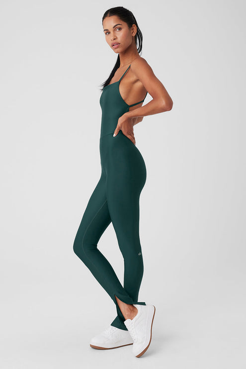 alo Women's Airlift Disco Daze Onesie - Midnight Green