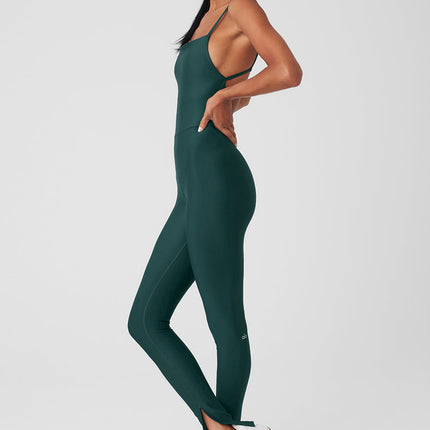 alo Women's Airlift Disco Daze Onesie - Midnight Green