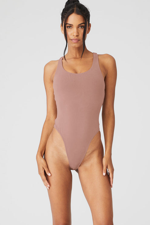 alo Women's Sleek Back Bodysuit - Smoky Quartz