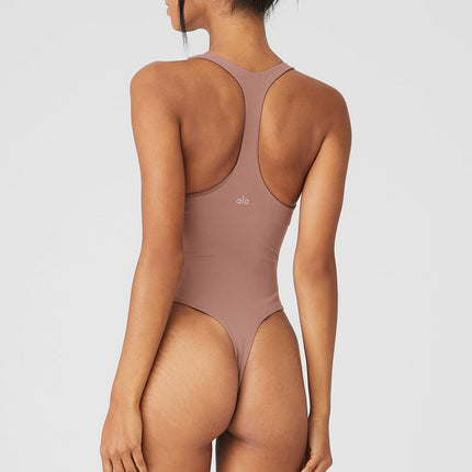 alo Women's Sleek Back Bodysuit - Smoky Quartz