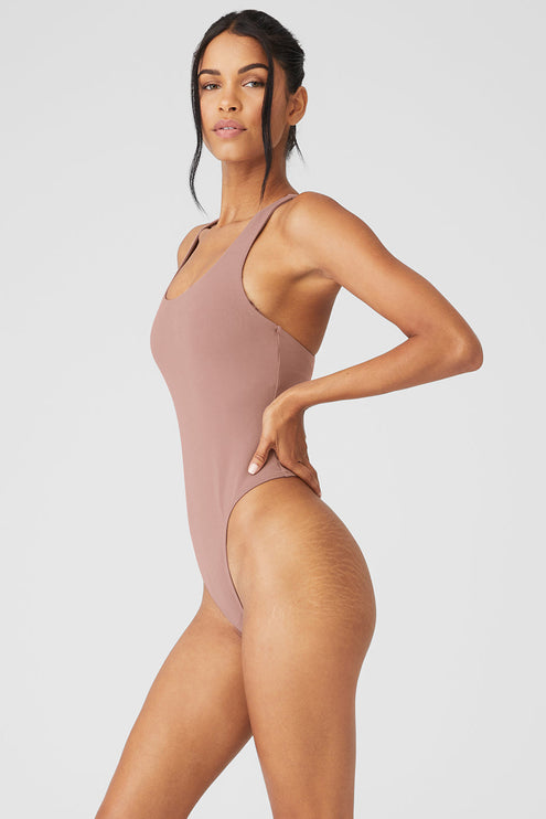 alo Women's Sleek Back Bodysuit - Smoky Quartz
