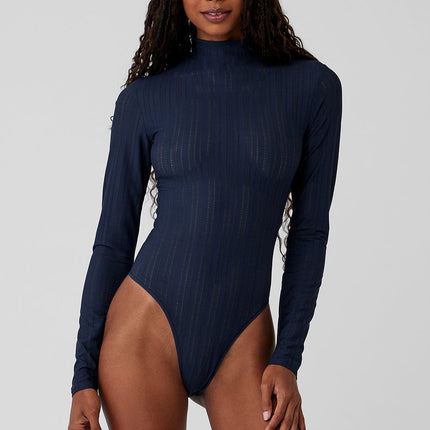 alo Women's Euphoria Long Sleeve Bodysuit - Navy