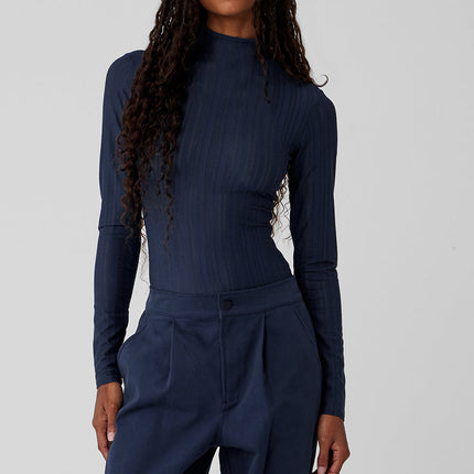 alo Women's Euphoria Long Sleeve Bodysuit - Navy